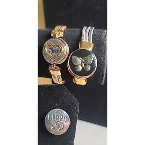 NWOT lot Of 2 Bracelets With 3  Interchangeable Snap Charms Butterfly Camper Mom